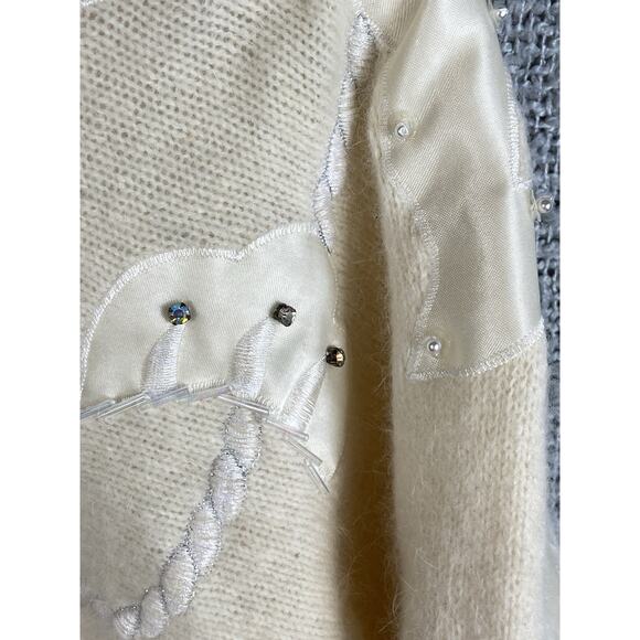 Carducci Angora Sweater Women’s Medium Cream Embellished Holiday Glam Retro ‘80s - Picture 4 of 16